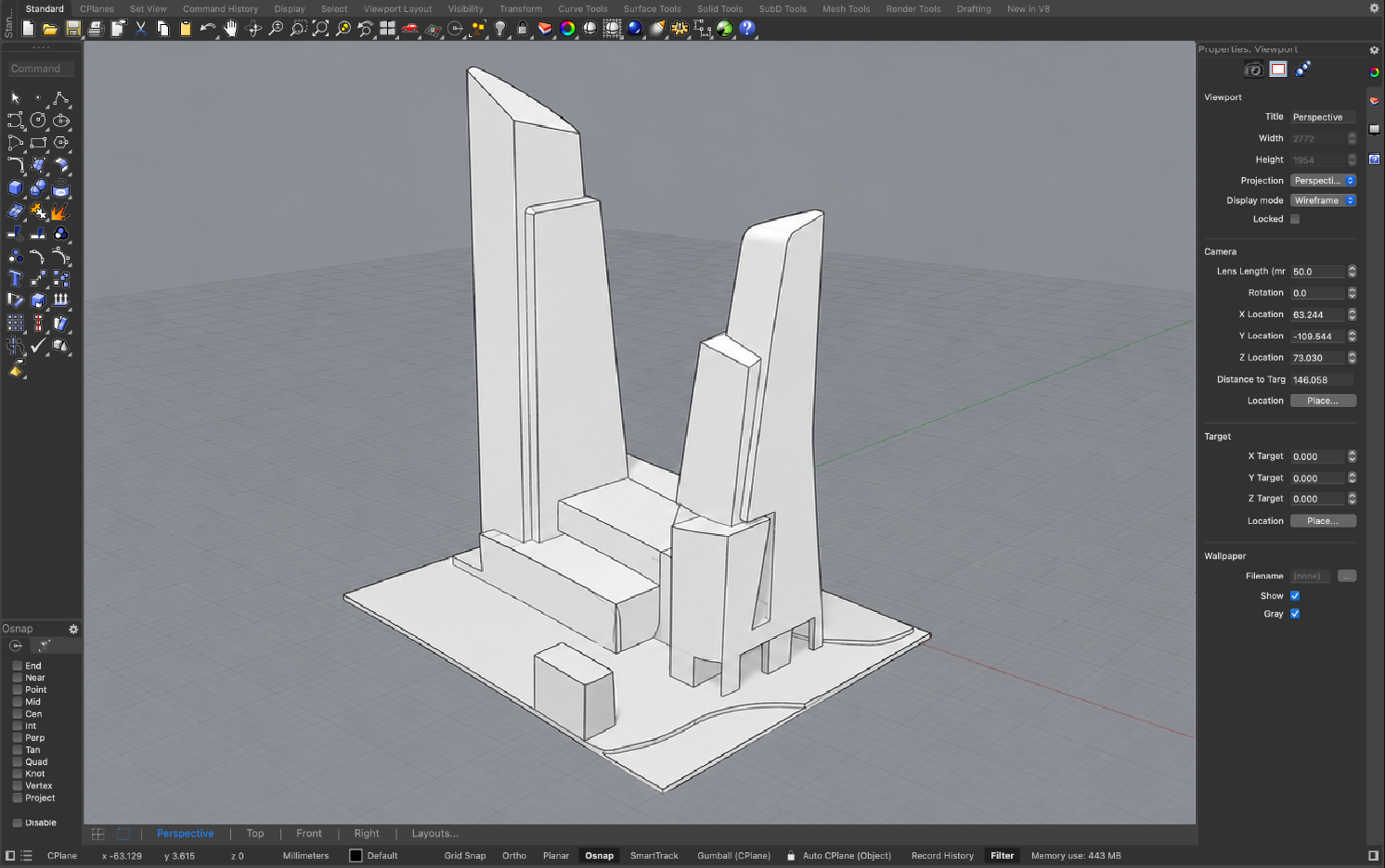 The model in Rhino, ready to export